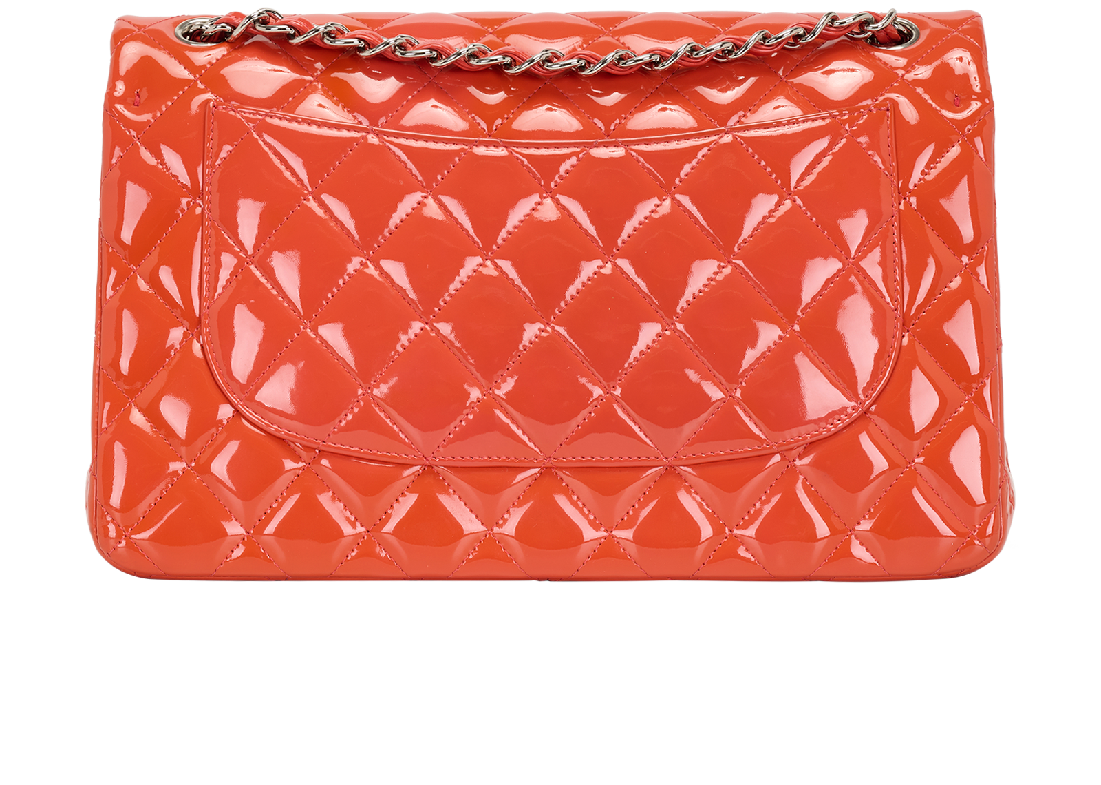 Classic Jumbo Double Flap, &pound;3,200, Handbags, Orange, Patent Leather, Back view